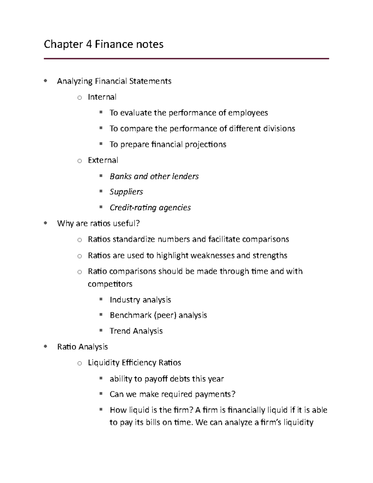 Chapter 4: Financial Statement Analysis and Ratios Notes - Studocu