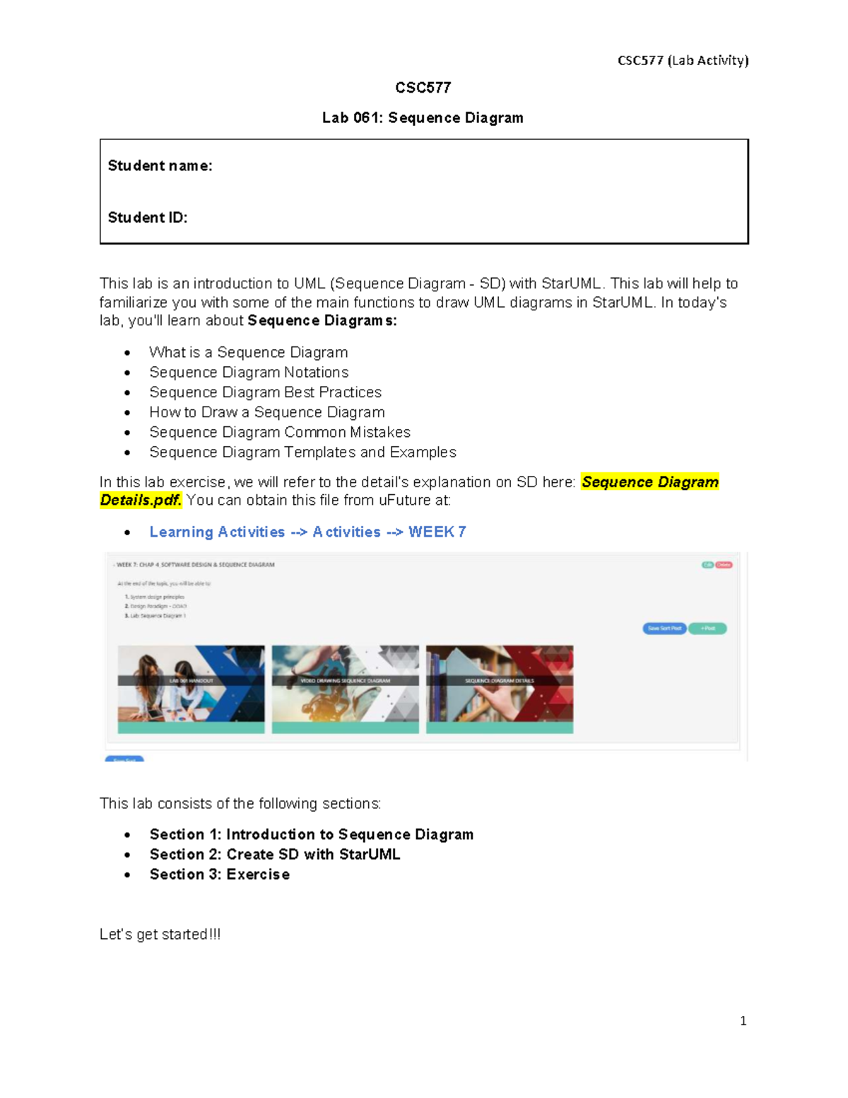 CSC577 Lab 061: Introduction to Sequence Diagrams with StarUML - Studocu