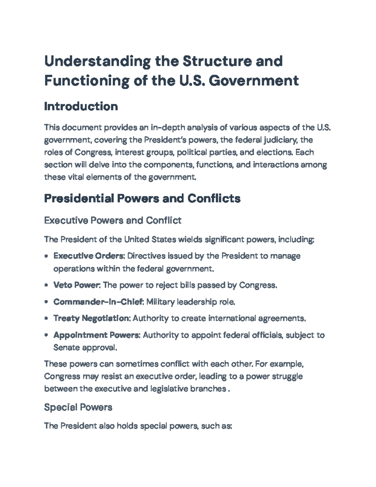 U.S. Government: Structure, Powers, and Political Dynamics Overview ...