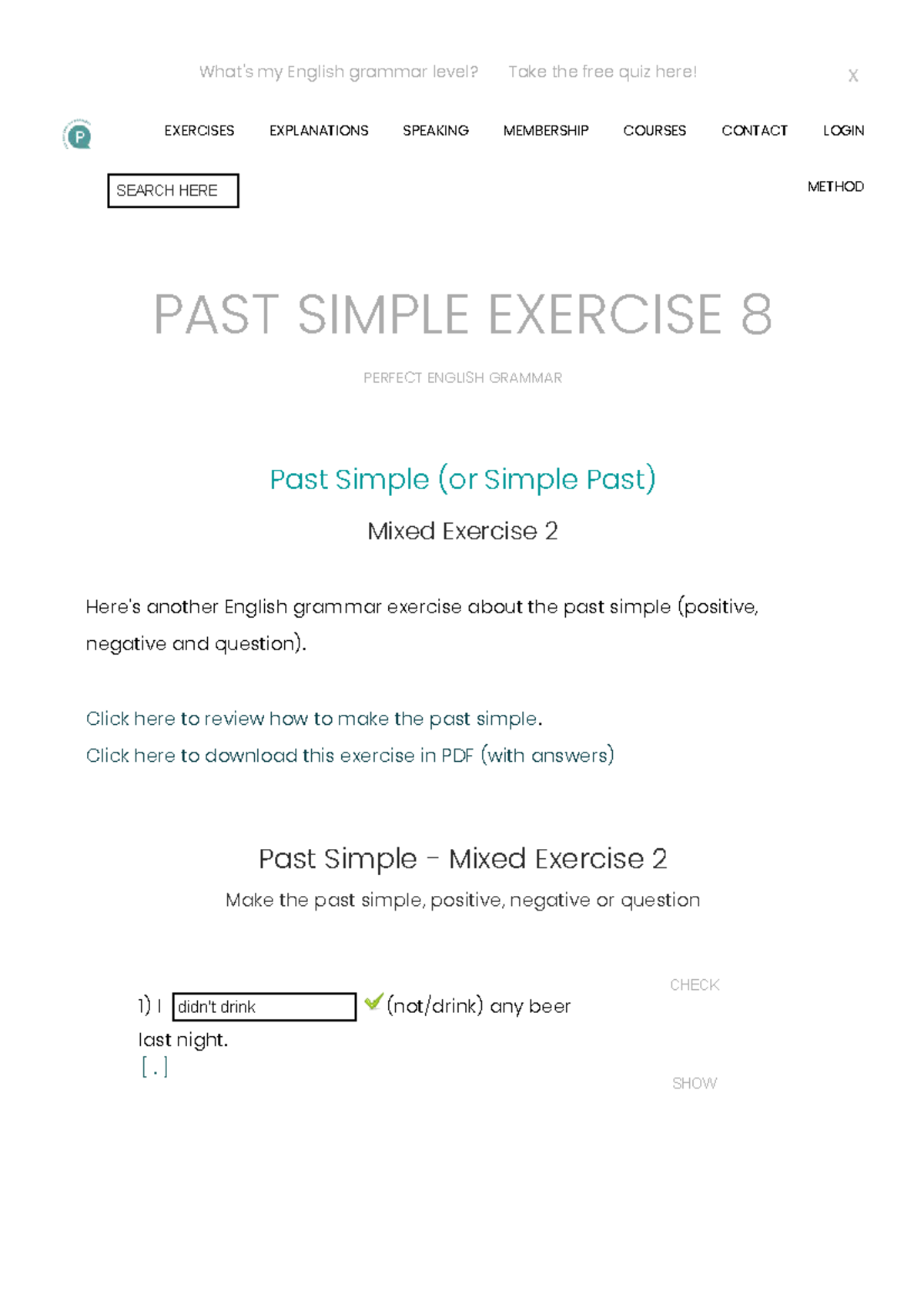 Past Simple Exercise 8 - English Grammar Practice - Studocu