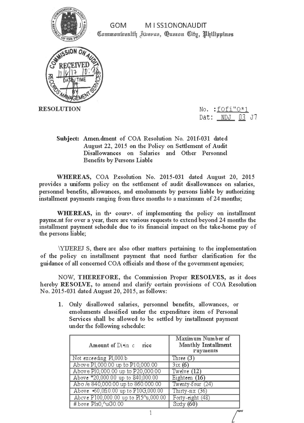 COA-R2017-021 - Amendment on Settlement of Audit Disallowances - Studocu