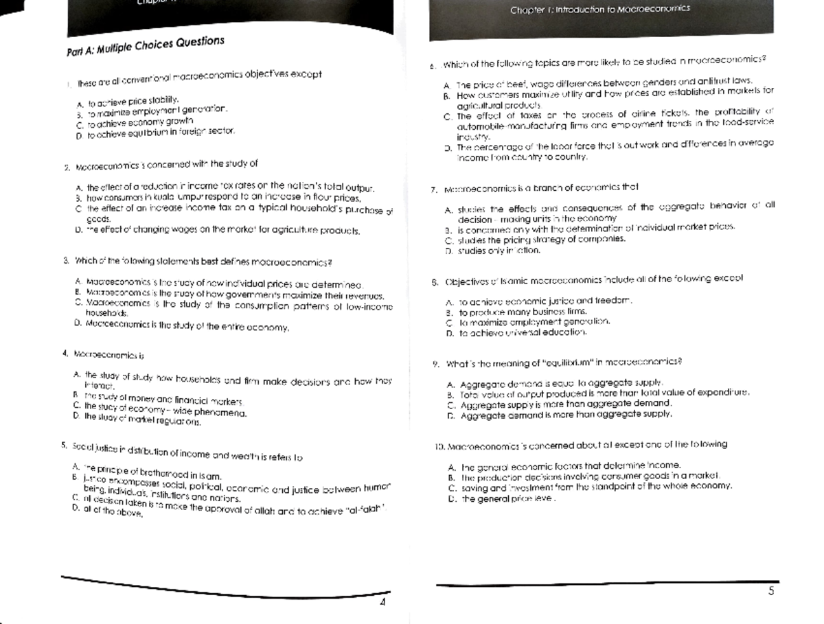 Revision ECO211 Jan2023 - Chapter 1: Introducfion to Macroeconomics ...