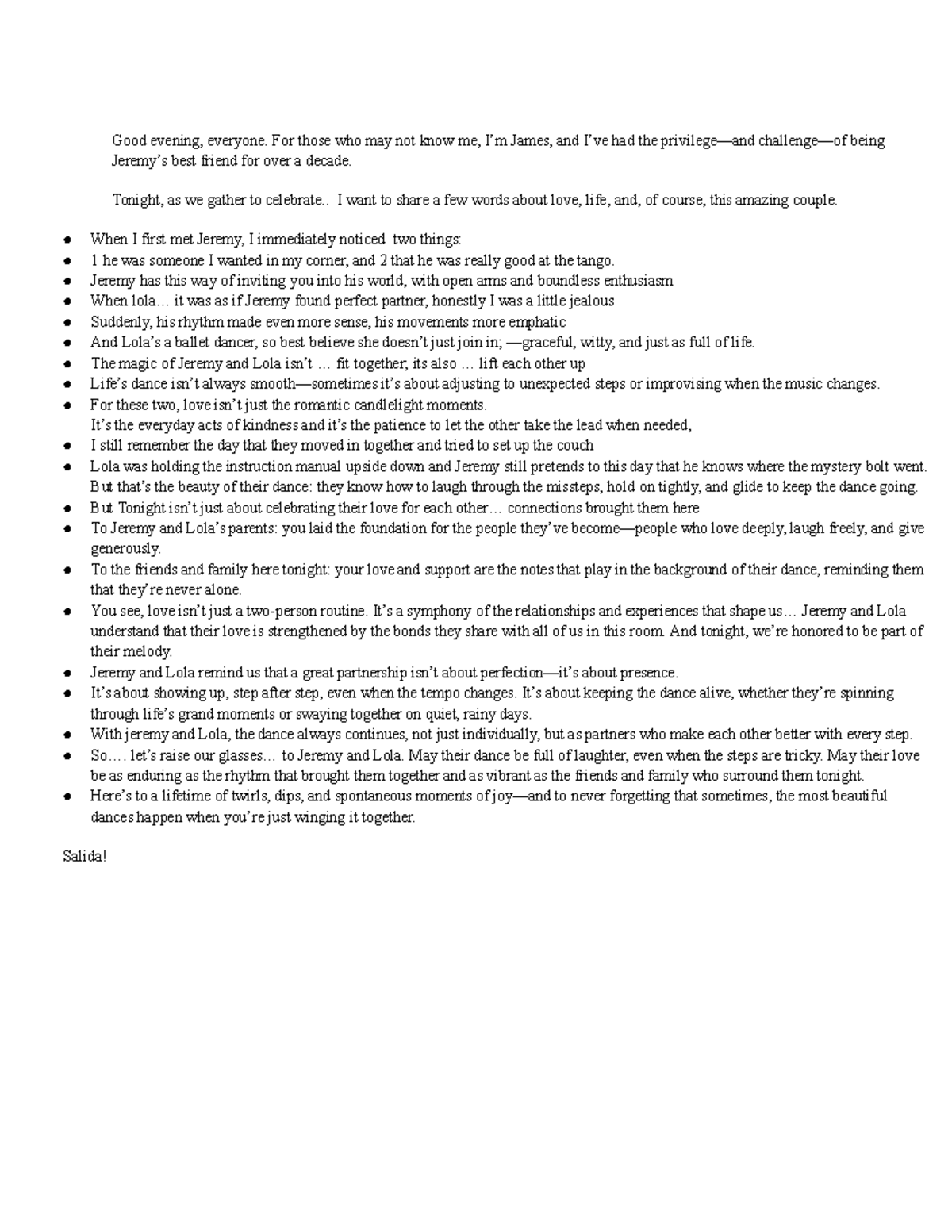 CMST 1500 - Ceremonial Speeches Class Notes - Good evening, everyone ...