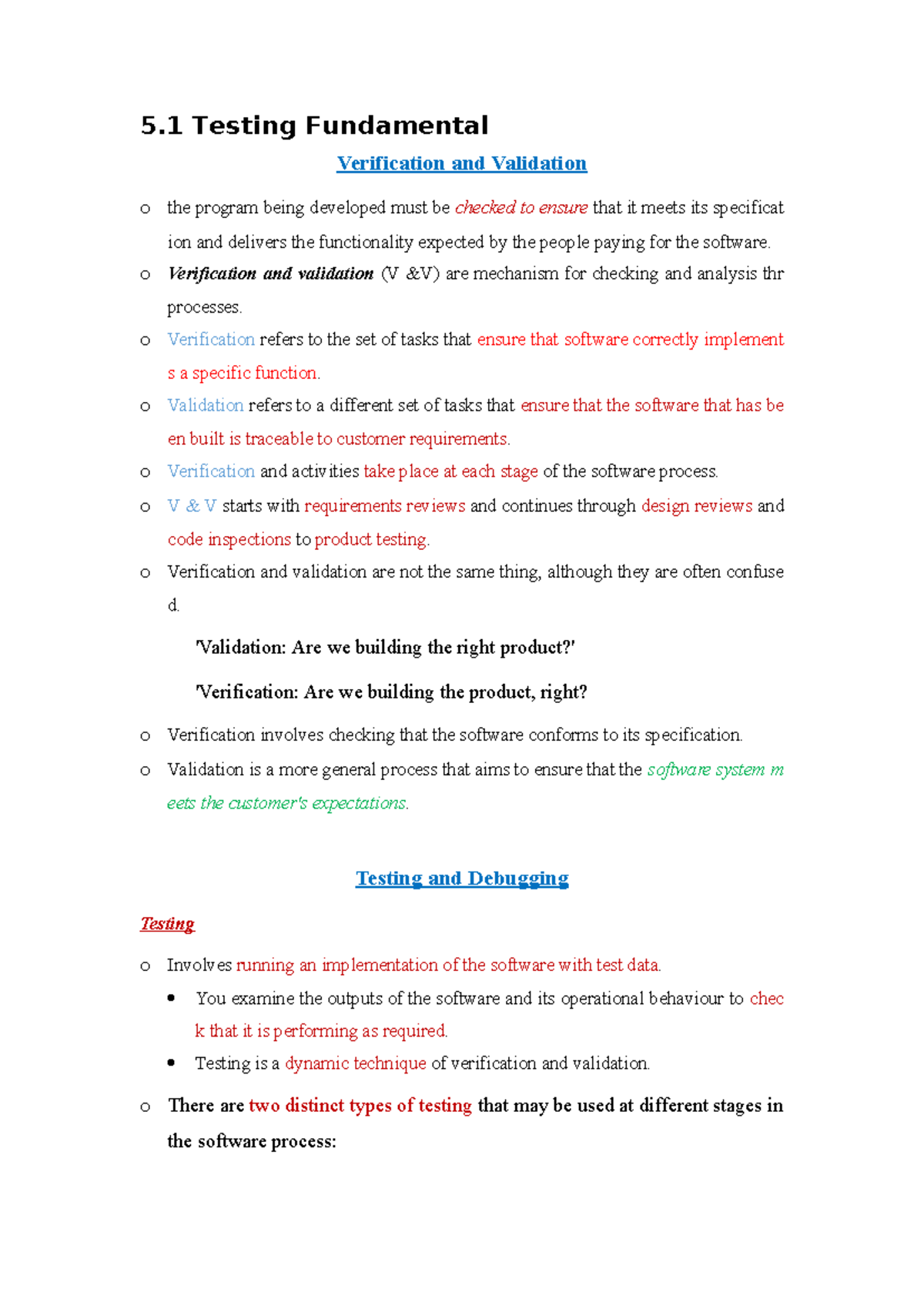 U-5.1 SE-3 Testing Fundamentals: Verification, Validation & Debugging ...
