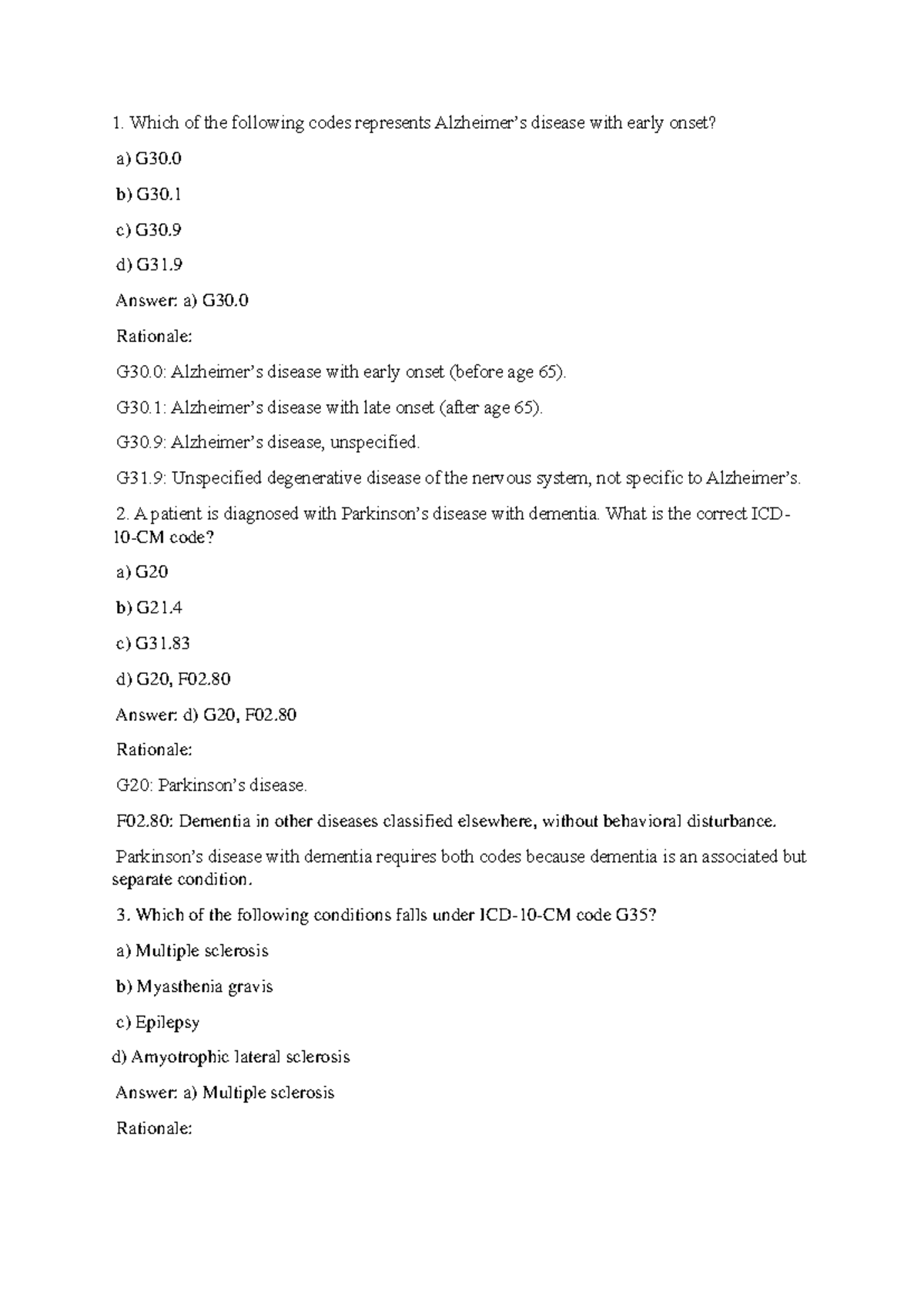 Chapter 6 Practice Questions and Answers for Disease Coding - Studocu