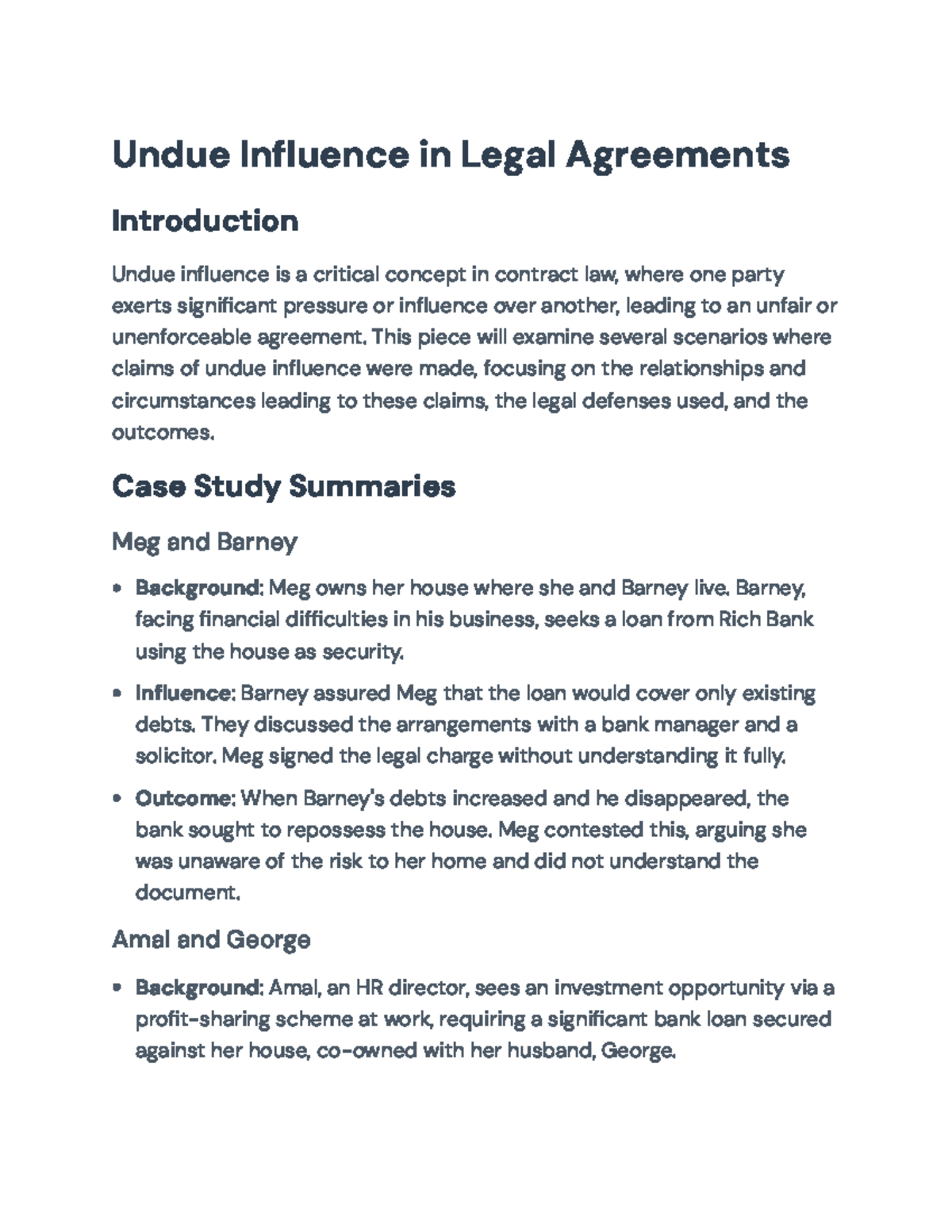 Undue Influence in Legal Agreements: Case Studies and Guidelines ...