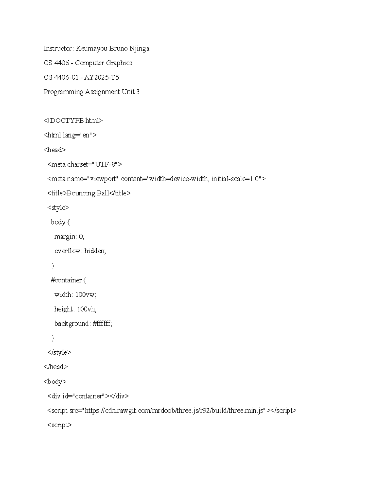 CS 4406 Computer Graphics: Programming Assignment Unit 3 - Studocu
