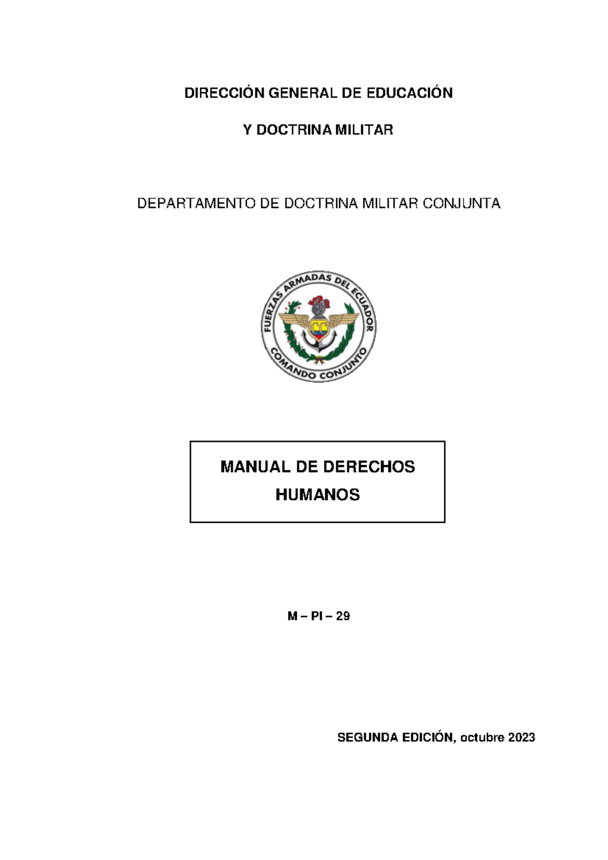 Manual de Derechos Humanos M-PI-29 - Segunda Edición 2023 - Document Preview
