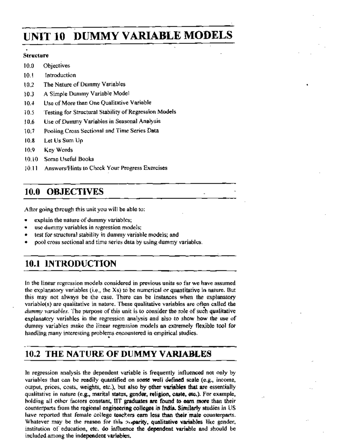 Dummy Variable Models in Regression Analysis: Unit 10 Overview - Studocu