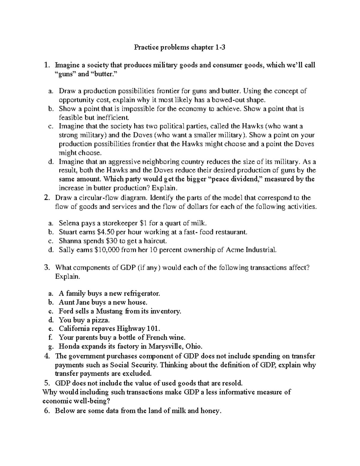Practice Problems for Chapter 1-3: Economics Concepts and Applications ...
