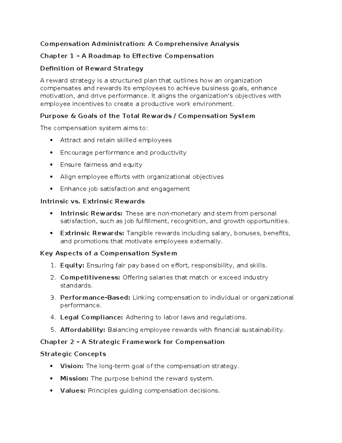 MID TERM Review Finalcompensation Administration - Compensation ...