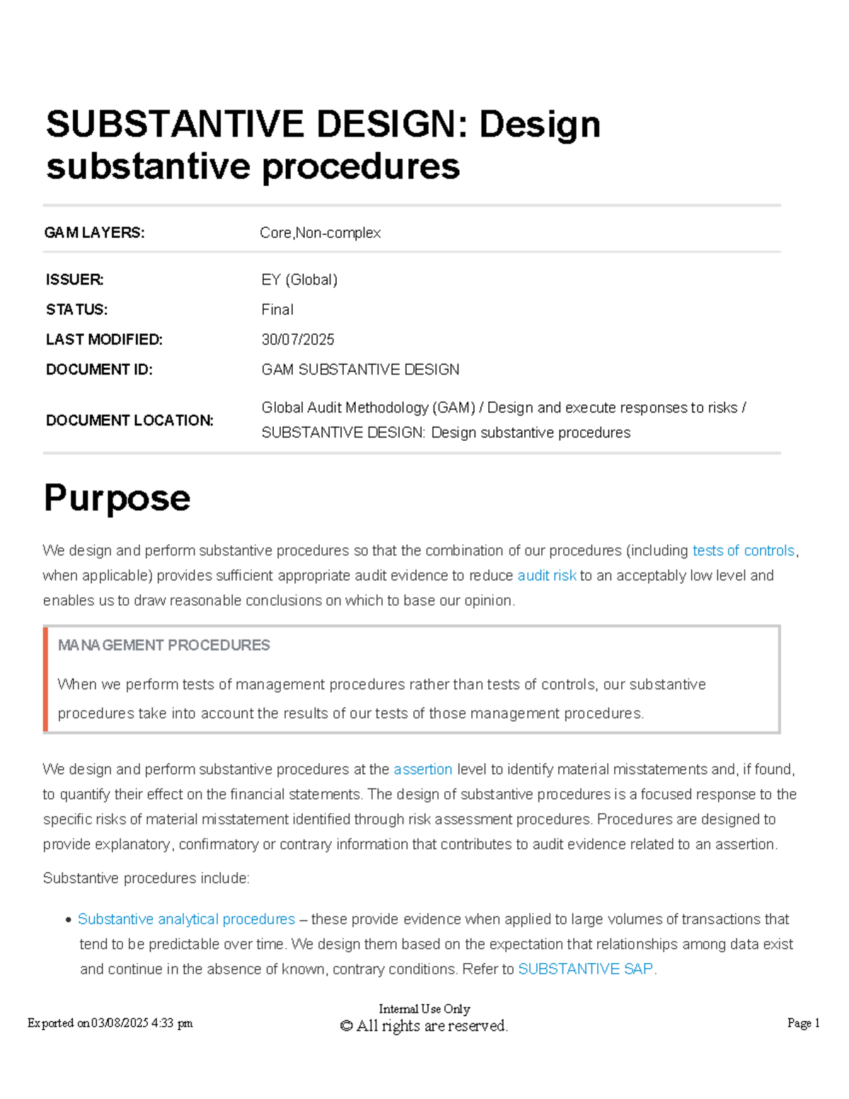 GAM 2023: Final Audit Procedures for Substantive Design - Studocu