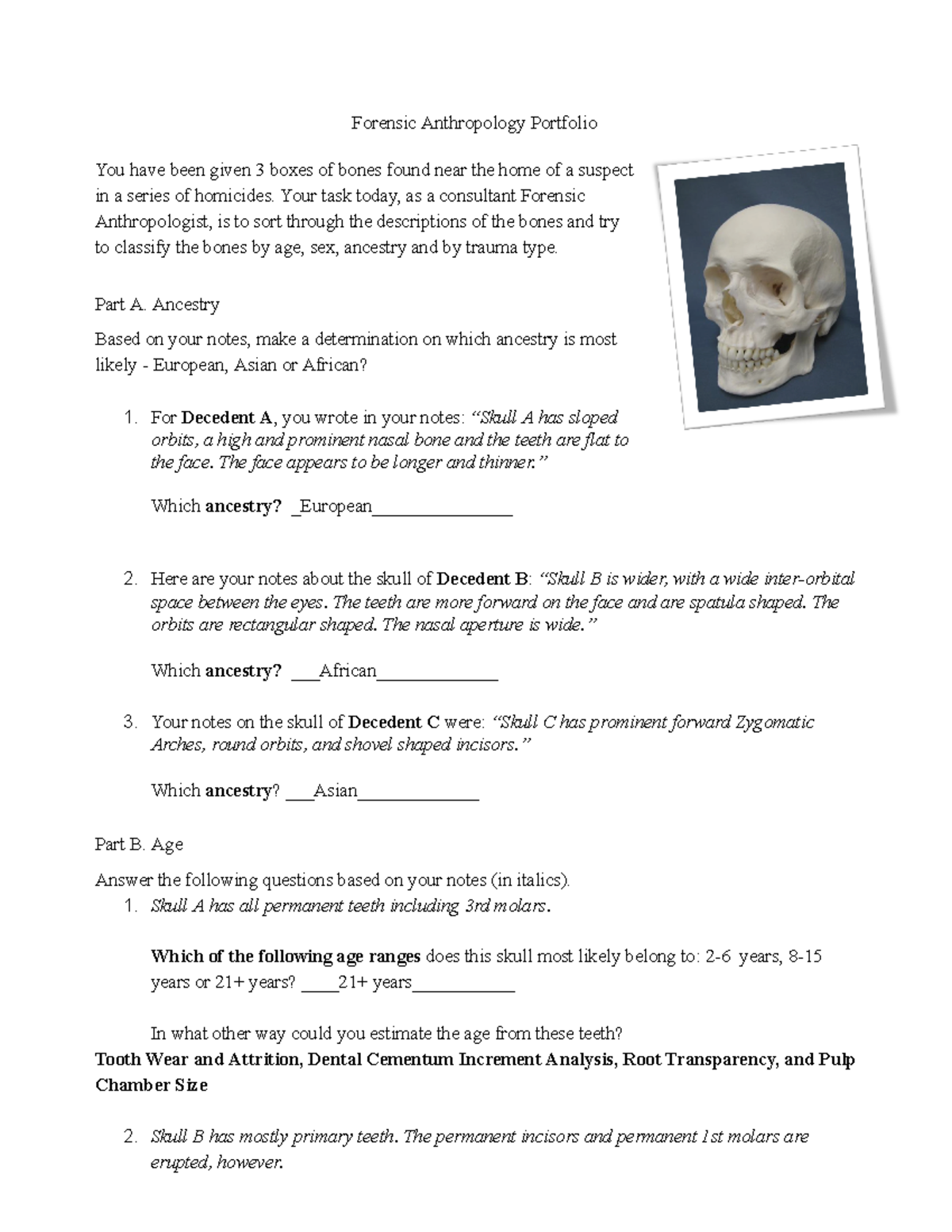6.3 Forensic Anthropology Portfolio Analysis - D. Acosta - Studocu