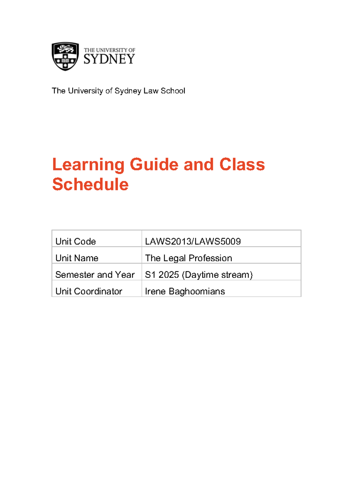 LAWS2013 Legal Profession Learning Guide S1 2025 - Final Version - Document Preview