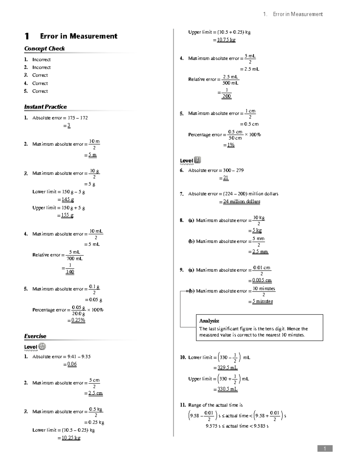Solution Guide for Measurement Errors - Chapter 1 - Studocu