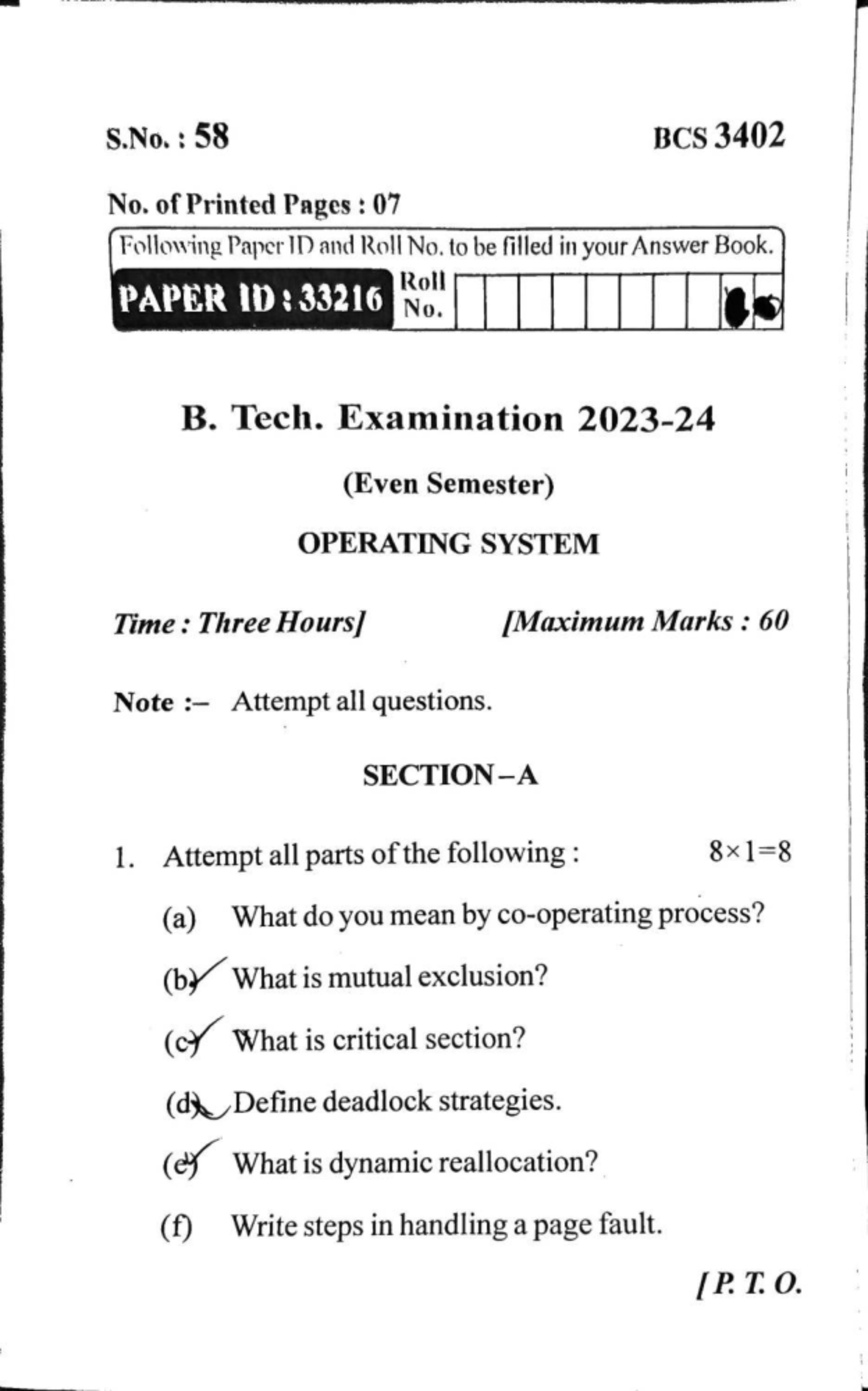 BCS 3402 Operating System Final Exam Notes and Questions - Studocu