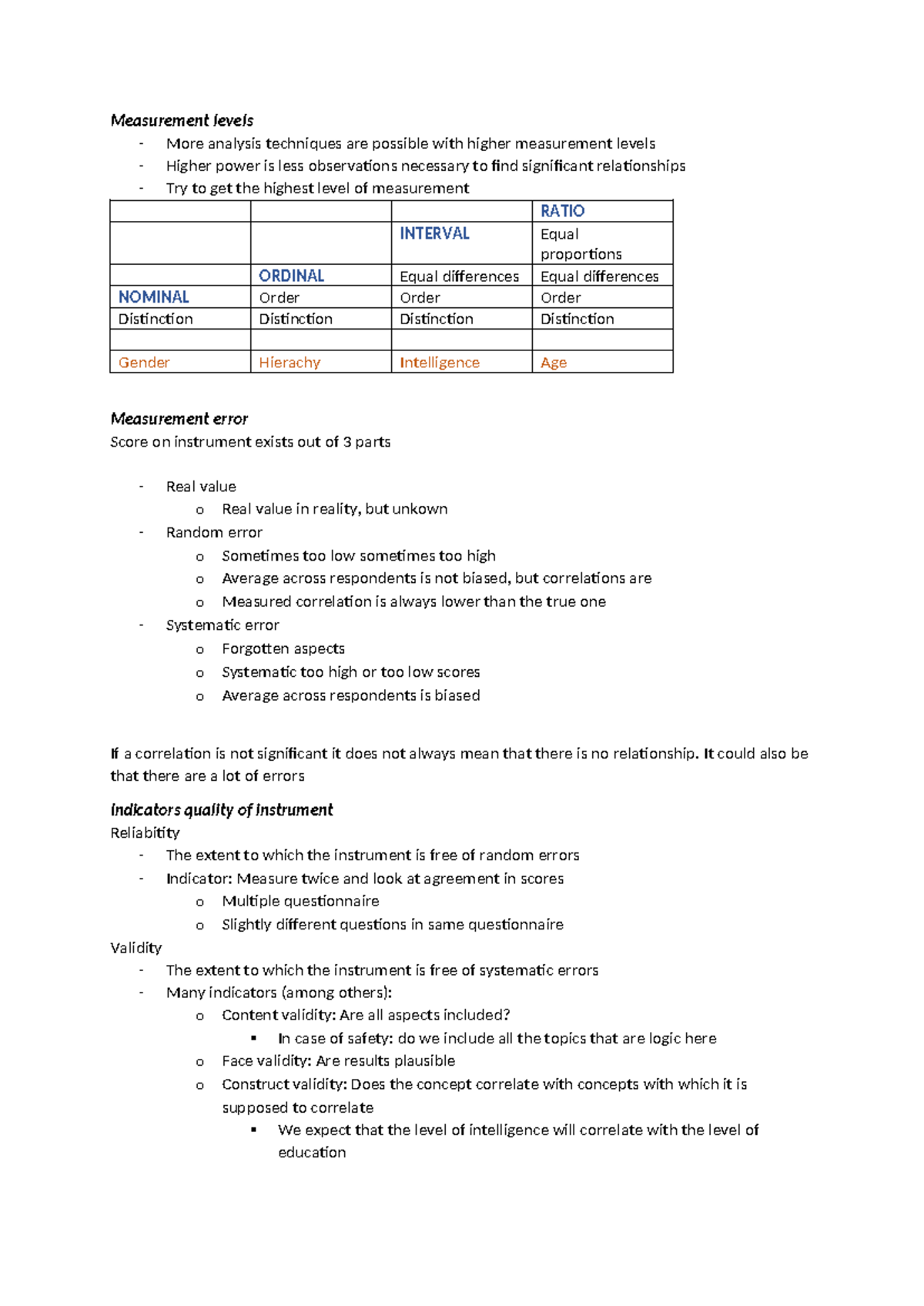 Research Methods Summary: Measurement Levels and Analysis Techniques ...