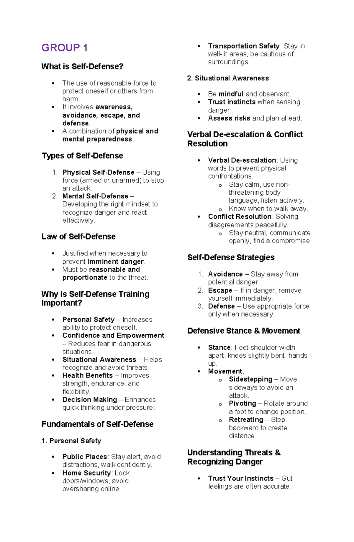 Self-Defense Strategies: Understanding Reasonable Force (P - Wla) - Studocu