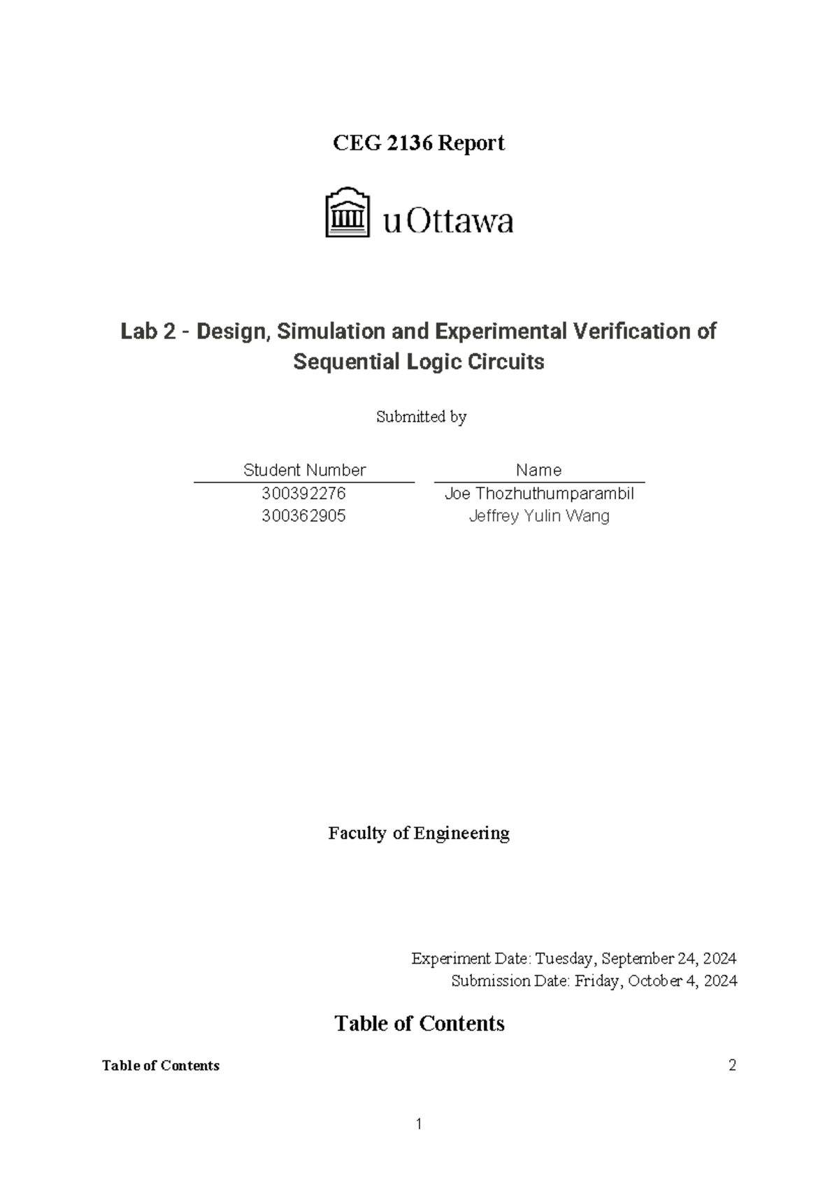 CEG 2136 Lab 2 Report: Design & Verification of Sequential Logic ...