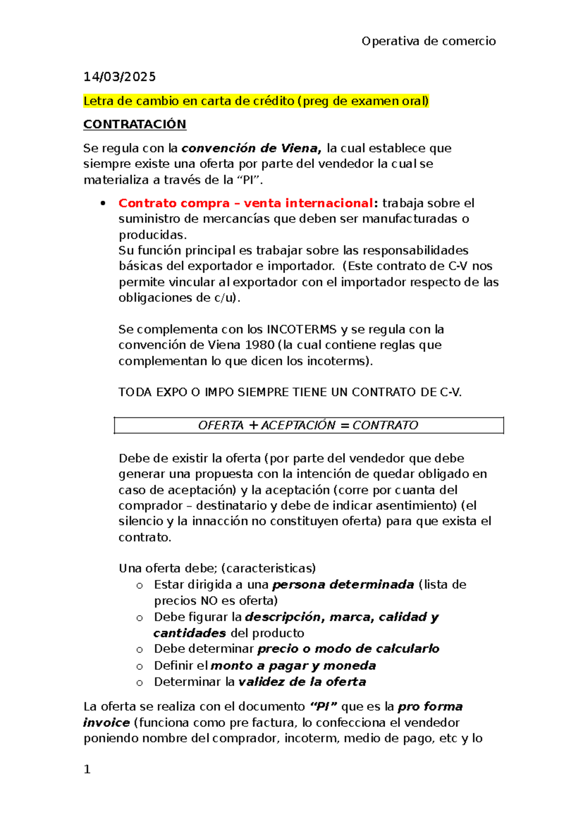 Operativa de Comercio: Letra de Cambio y Contratación (Clase 1) - Studocu