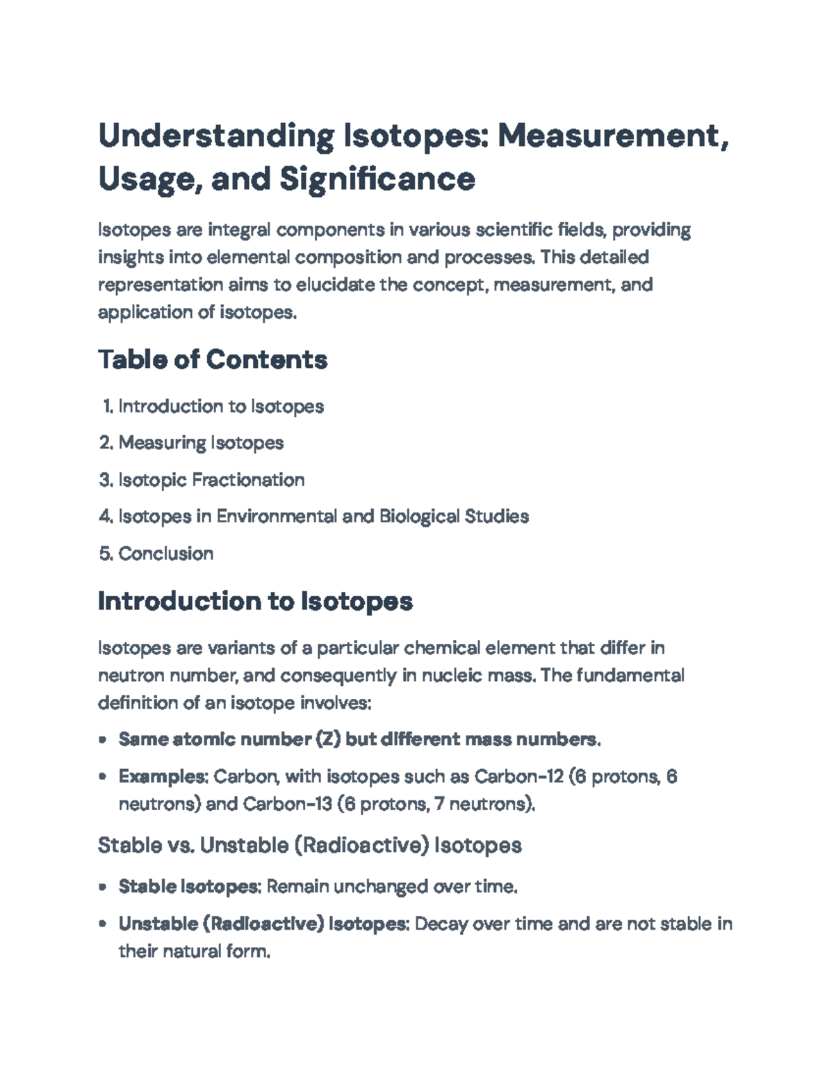 Understanding Isotopes: Measurement, Usage, and Environmental ...