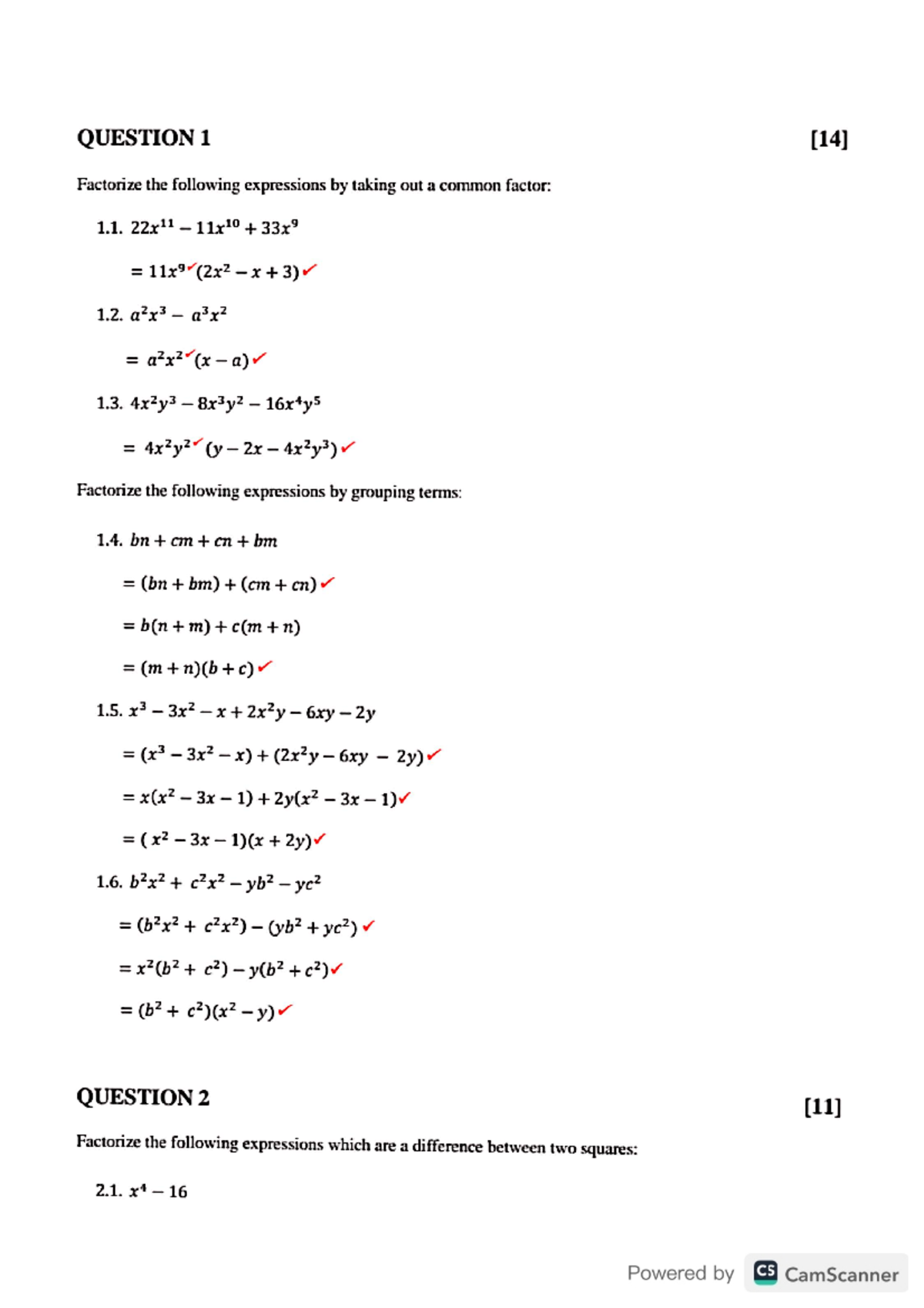 MTHS 119 Semester Test - Factorization and Simplification Notes - Studocu