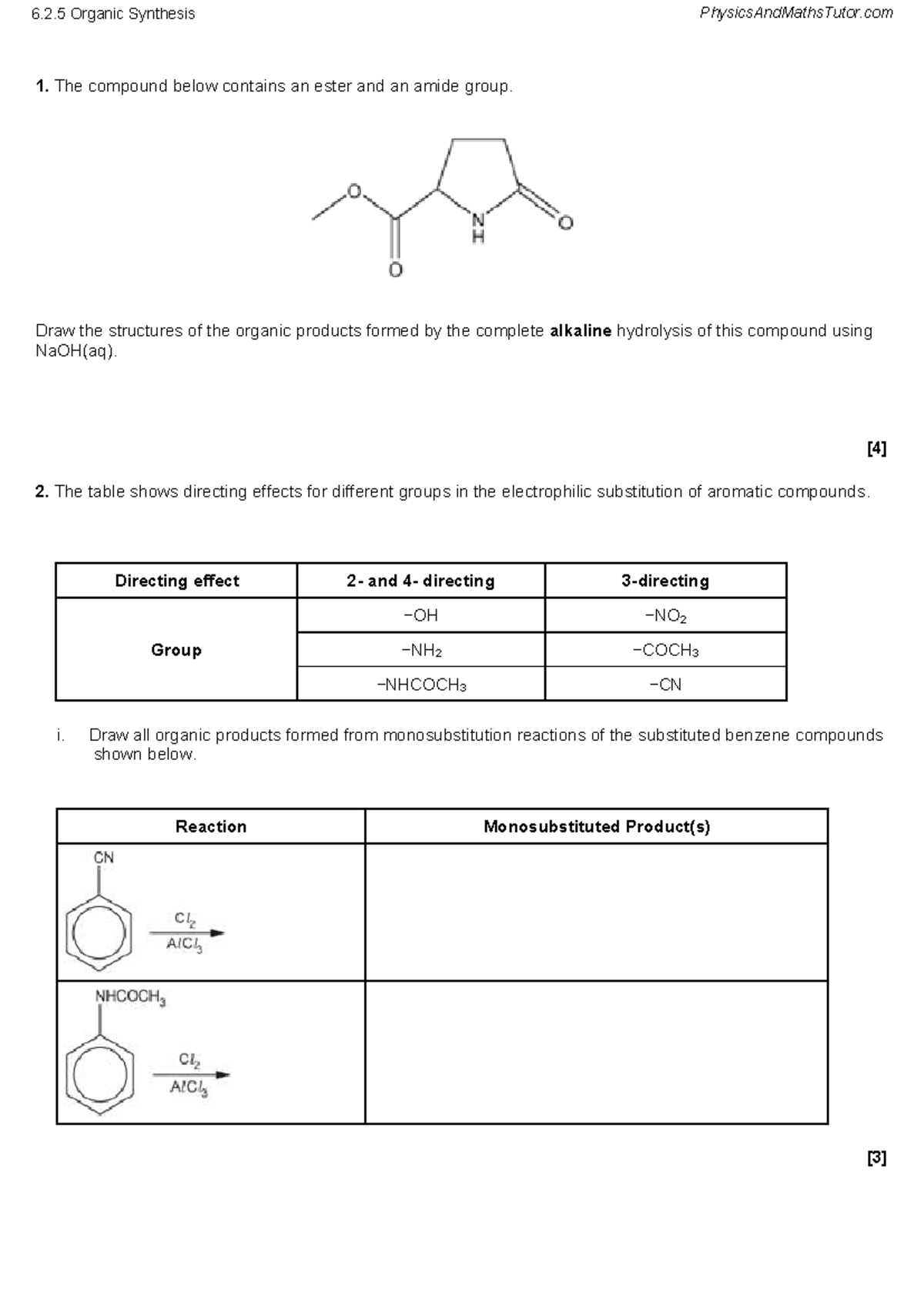 6.2.5 Organic Synthesis Question Paper: Reactions & Mechanisms - Studocu