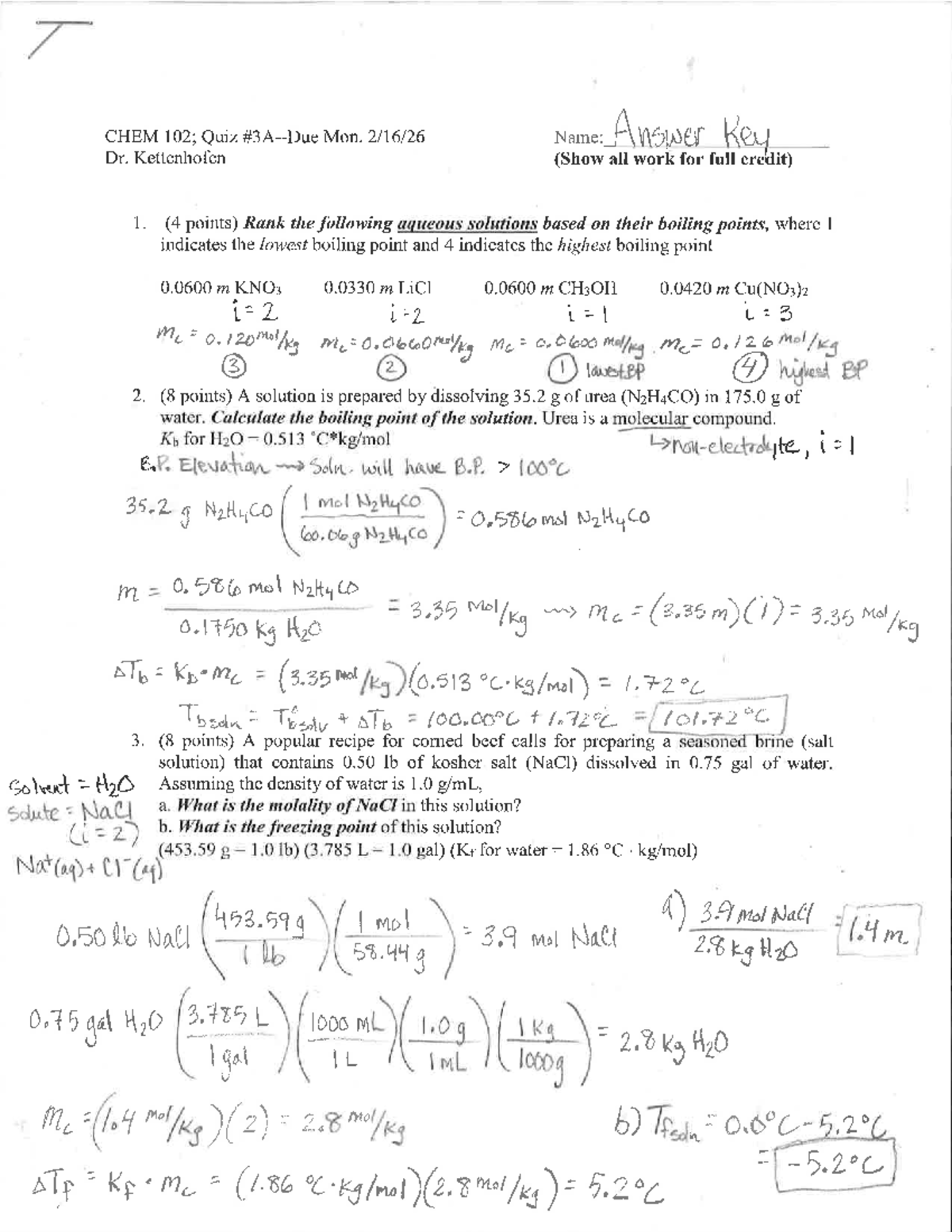 Chemistry Practice Problems on Solutions and Rates - Studocu