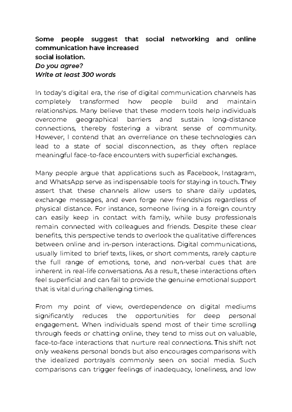 Homework - Critical thinking: The impact of digital communication on ...
