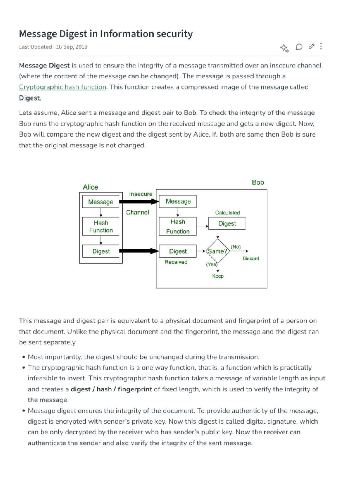 CNS 1 - Message Digest & Cryptography Overview Notes - Studocu