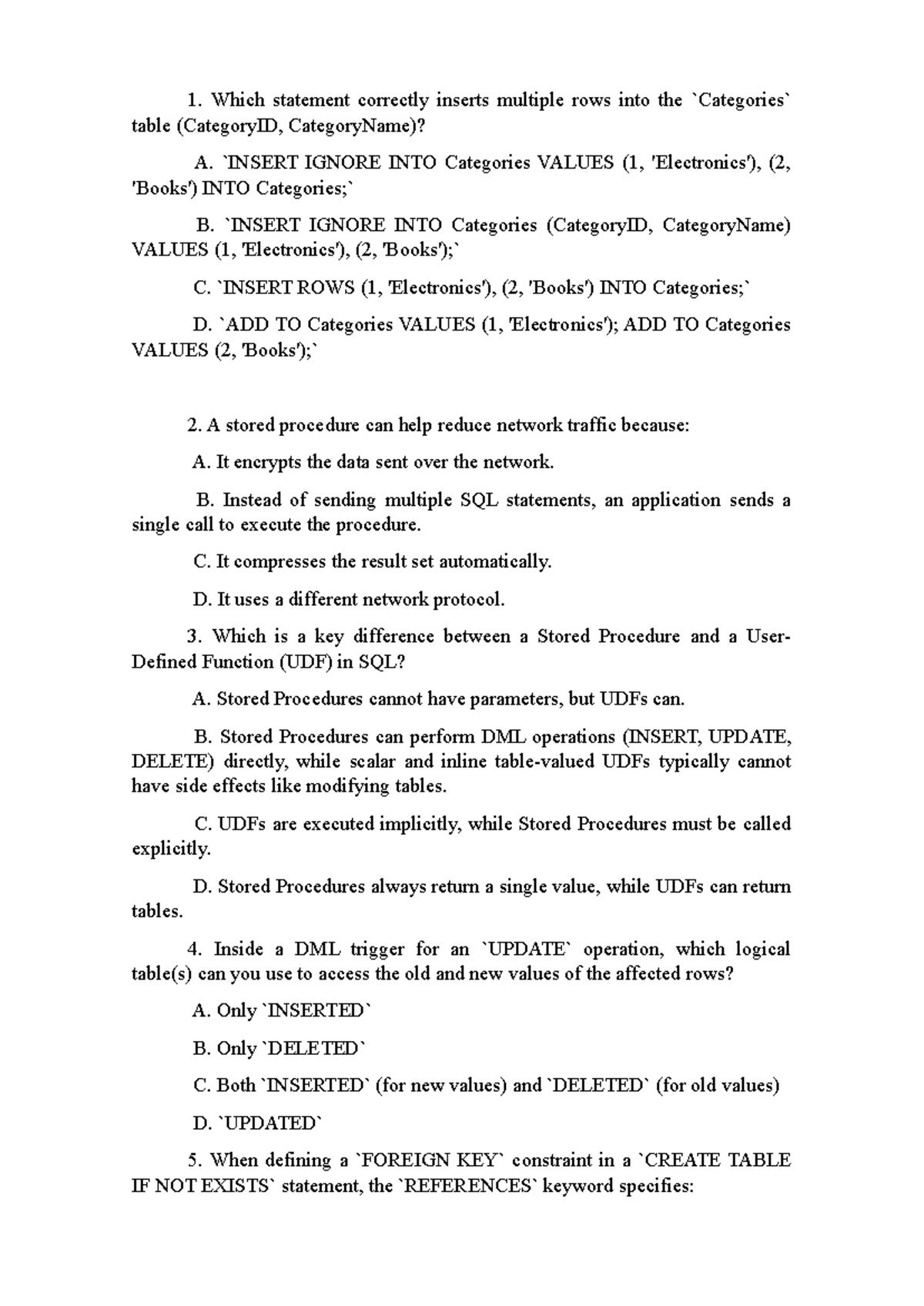 SQL Review Notes for Exam Preparation - Course Code: SQL101 - Studocu
