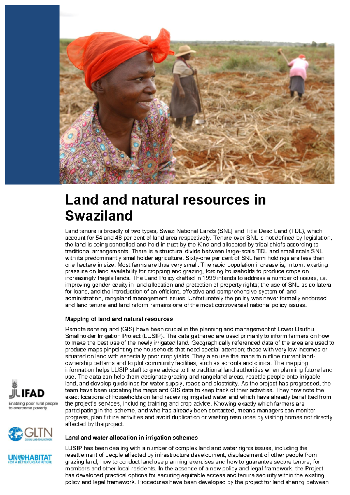 Land and Natural Resources in Swaziland: Tenure and Irrigation Issues ...