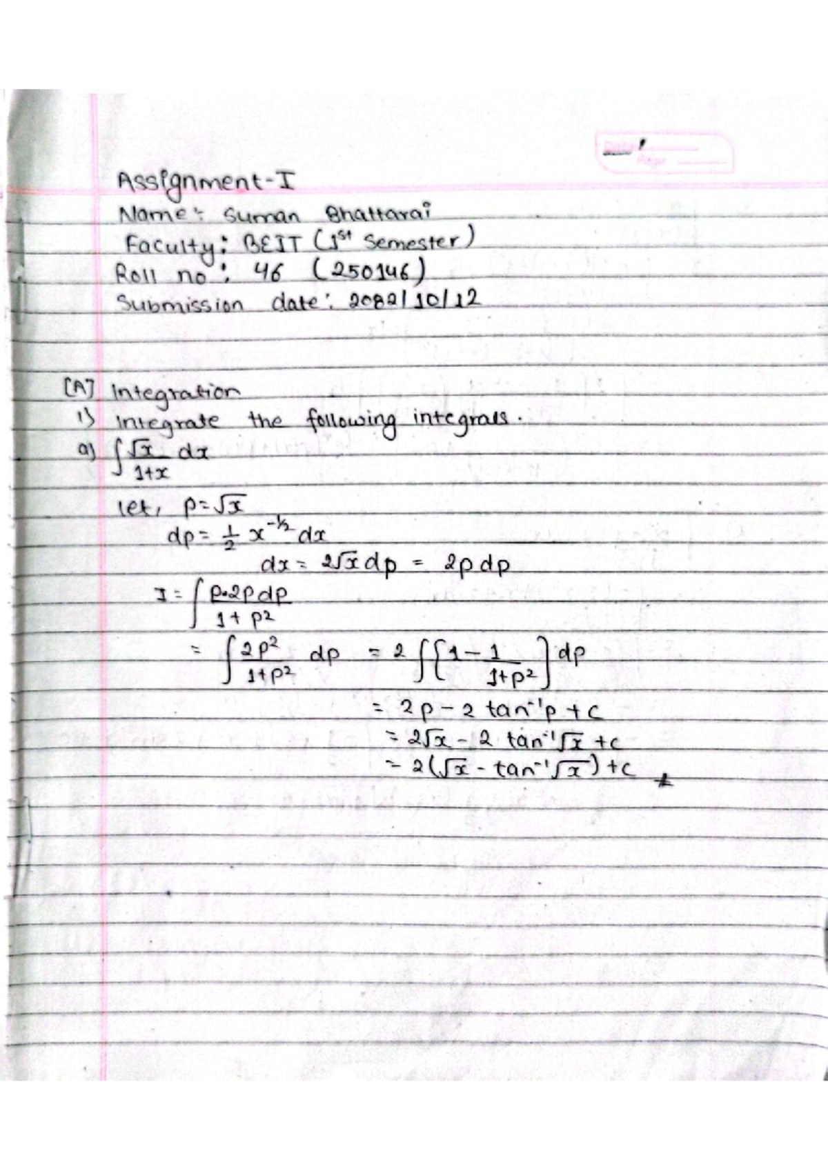 Assignment MATH: Integration Techniques and Applications - Studocu