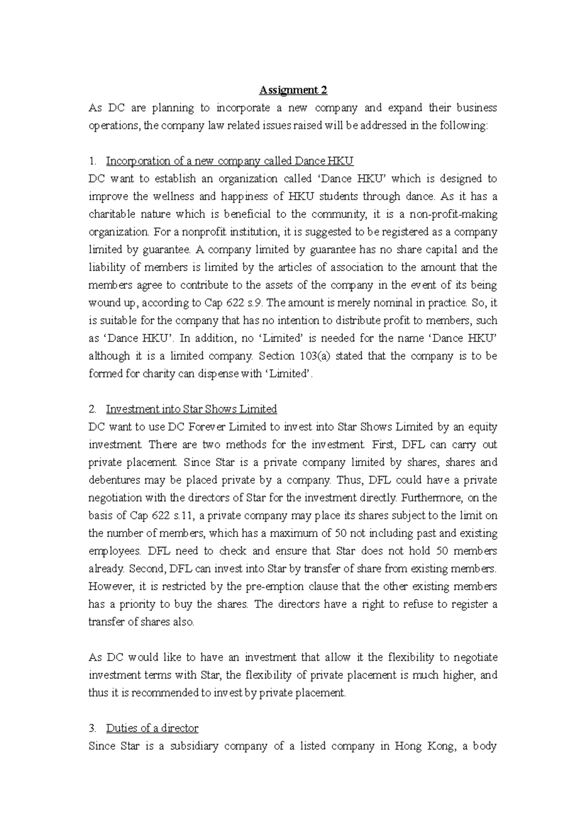 Assignment 2 - Grade: B+ - Assignment 2 As DC are planning to ...
