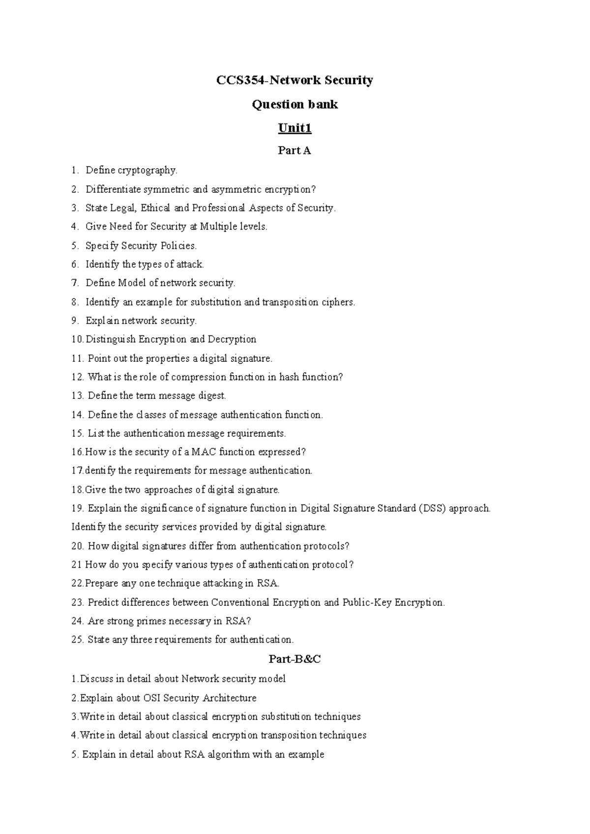 CCS354 - Network Security Question Bank and Study Guide - Studocu
