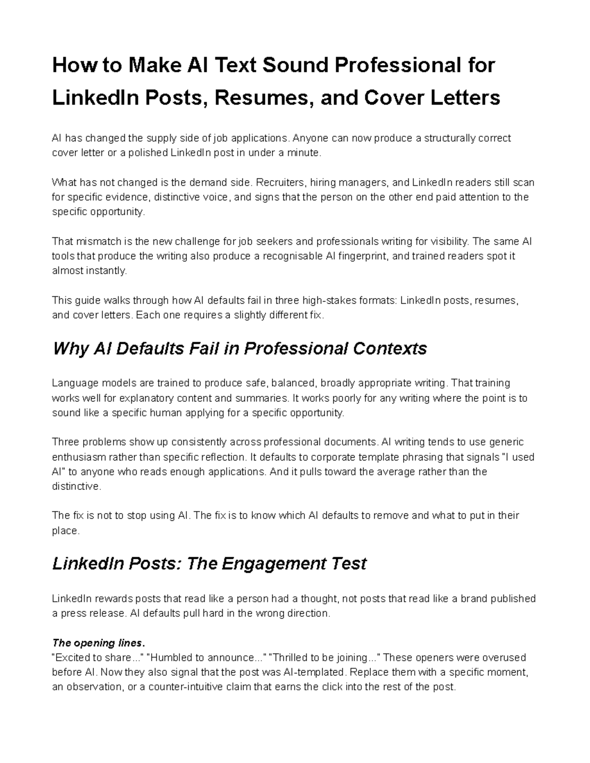 AI Writing Tips: Enhancing LinkedIn, Resumes & Cover Letters - Studocu