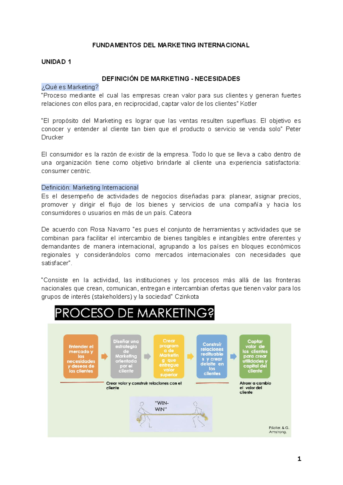 FUNDAMENTOS DEL MARKETING INTERNACIONAL: UNIDAD 1 Y 2 RESUMEN - Studocu