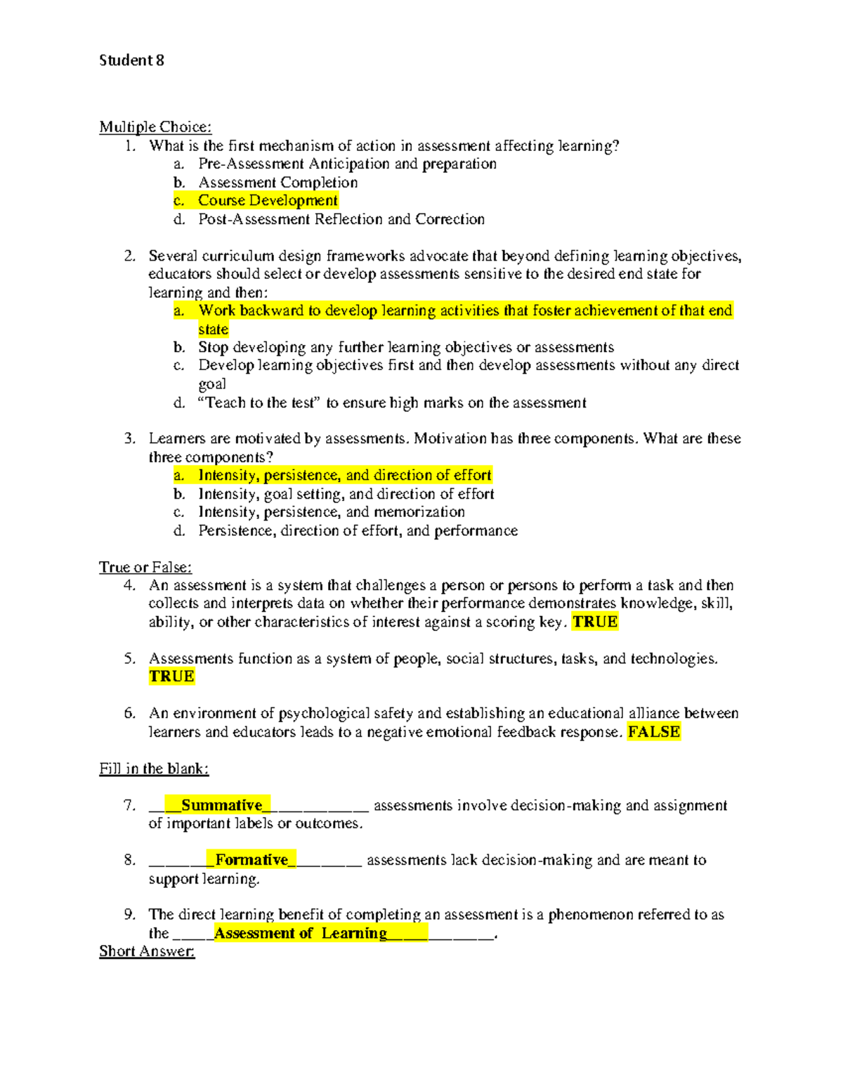 Study Guide 101: Assessment Mechanisms and Learning Strategies - Studocu