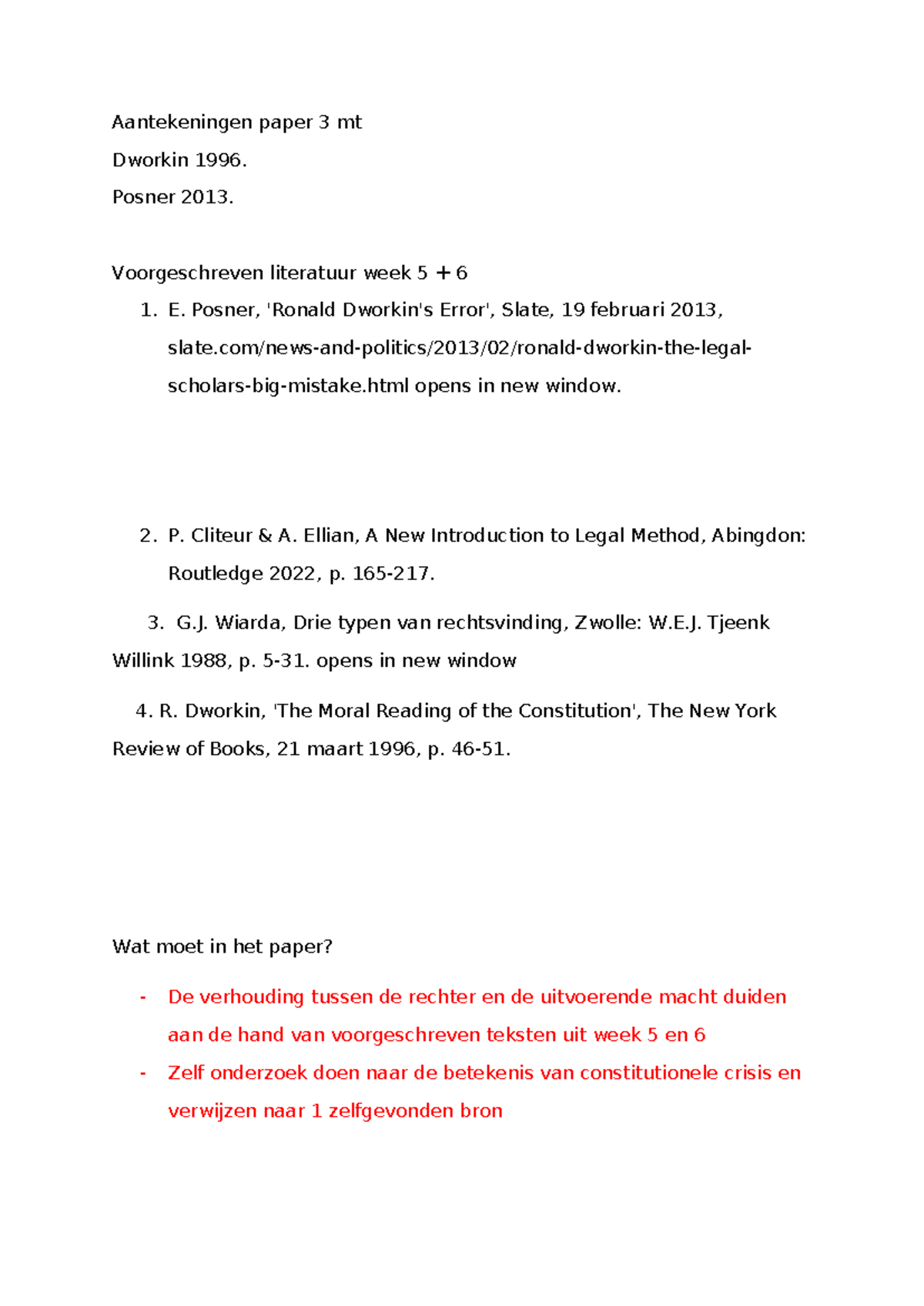 Aantekeningen Paper 3 MT: Dworkin & Posner - Week 5-6 Literatuur ...