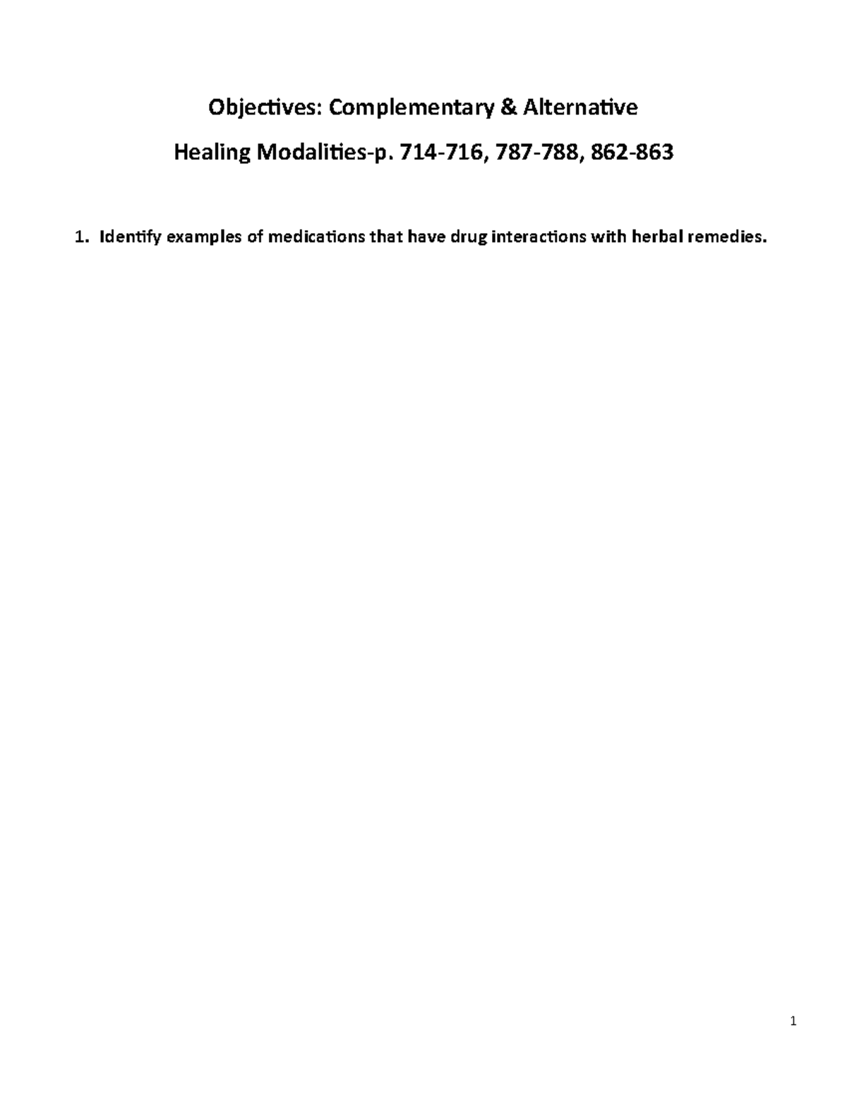 Q &Objectives Unit 8 Complementary and Alternative Healing Modalities ...