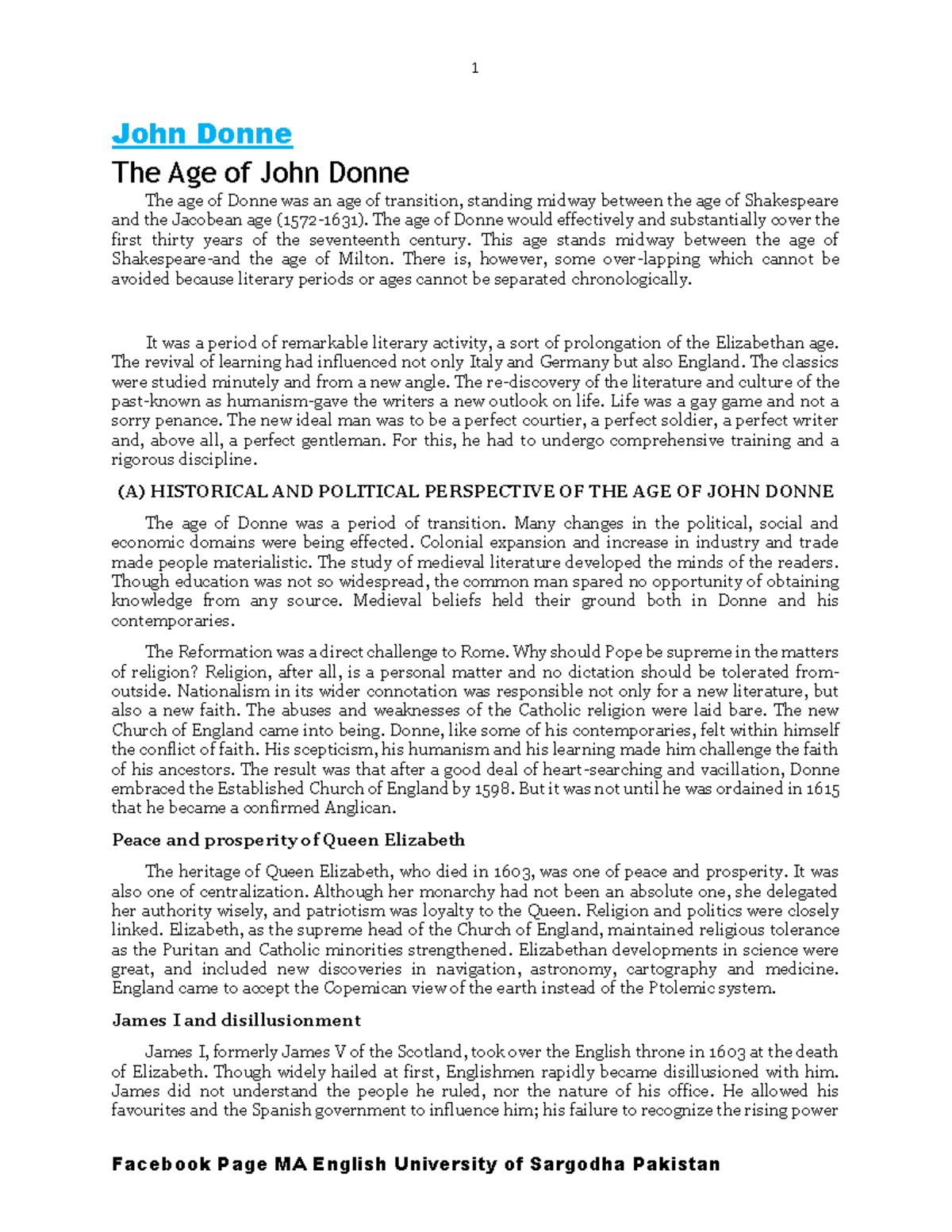 John Donne-2 - John donne notes - John Donne The Age of John Donne The ...