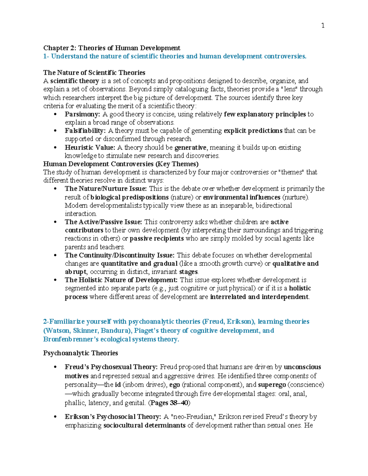 PSYC2005 Development: Chapter 2 - Theories of Human Development - Studocu