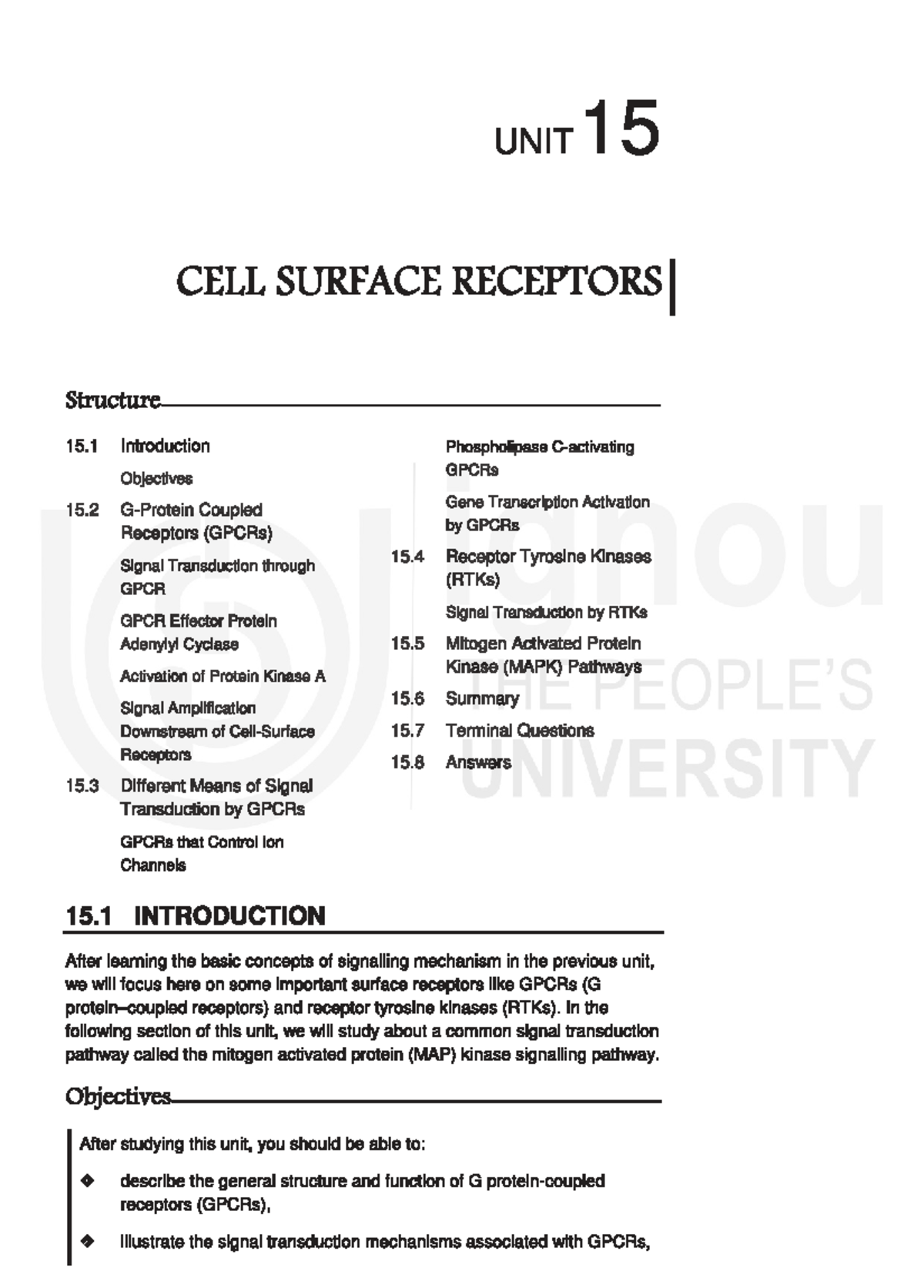 Unit 15: Cell Surface Receptors and Signal Transduction Mechanisms ...