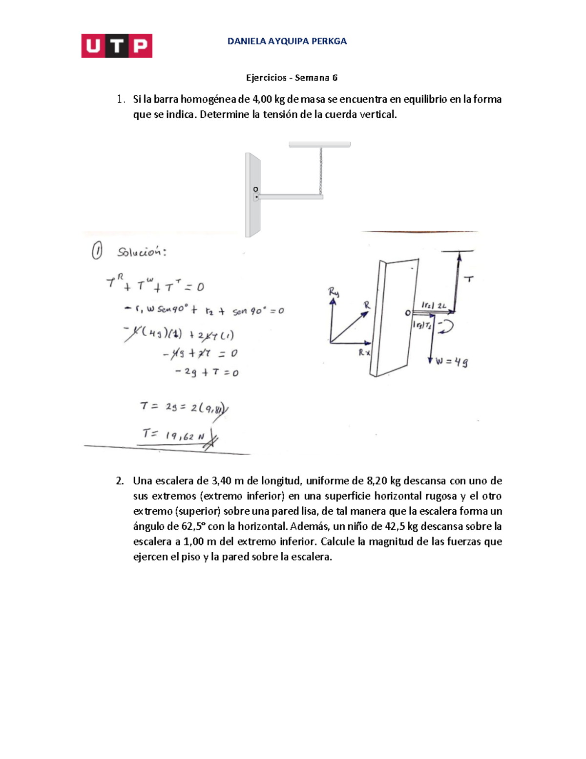 Ejercicios Semana 6 - CAF: Tensión y Fuerzas en Sistemas de Equilibrio - Document Preview