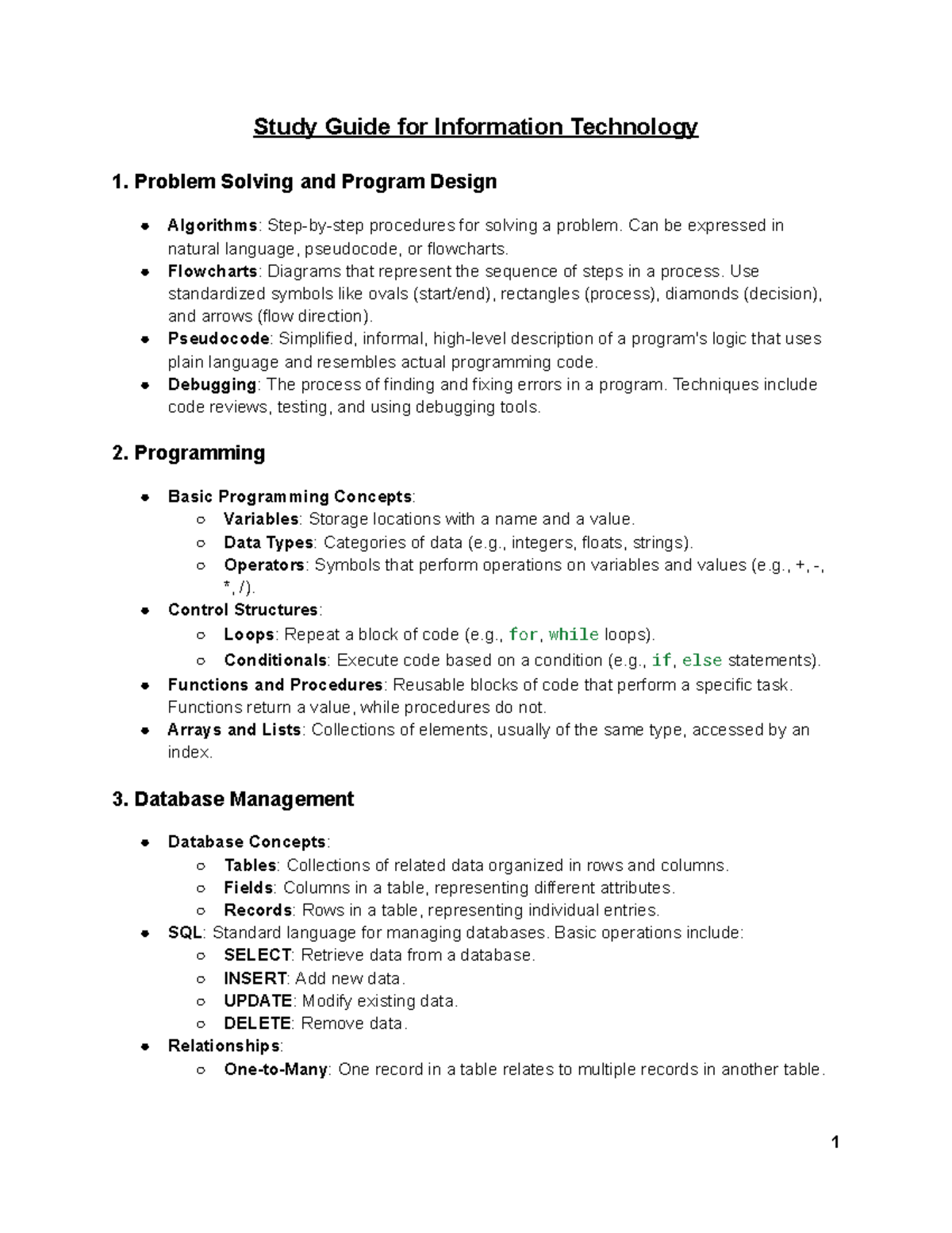 IT Study Guide for CXC: Problem Solving, Programming, & Networking ...