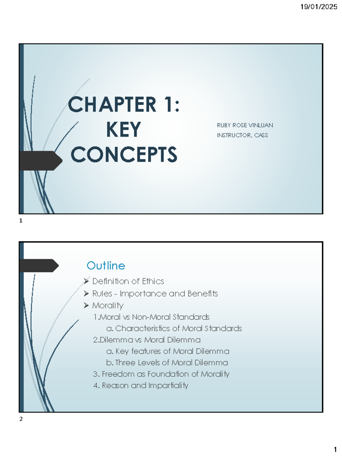 PHL 1B: Chapter 1 - Key Concepts in Ethics and Morality - Studocu