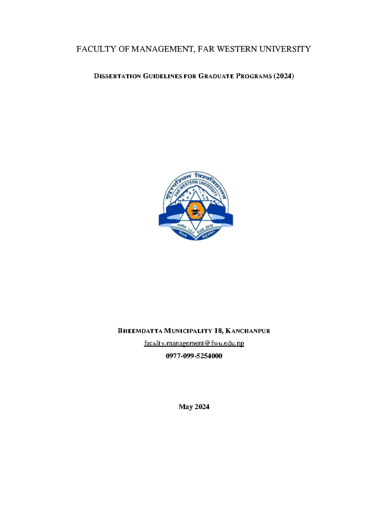 FWU MBA Dissertation Guidelines (2024) - Faculty of Management - Studocu