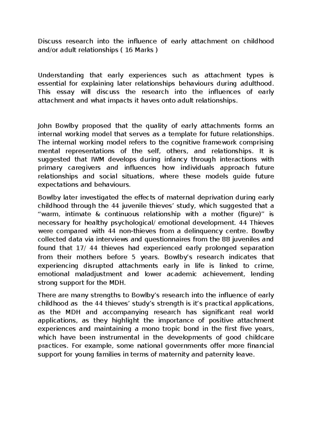 PSY101: Research on Early Attachment's Impact on Adult Relationships ...
