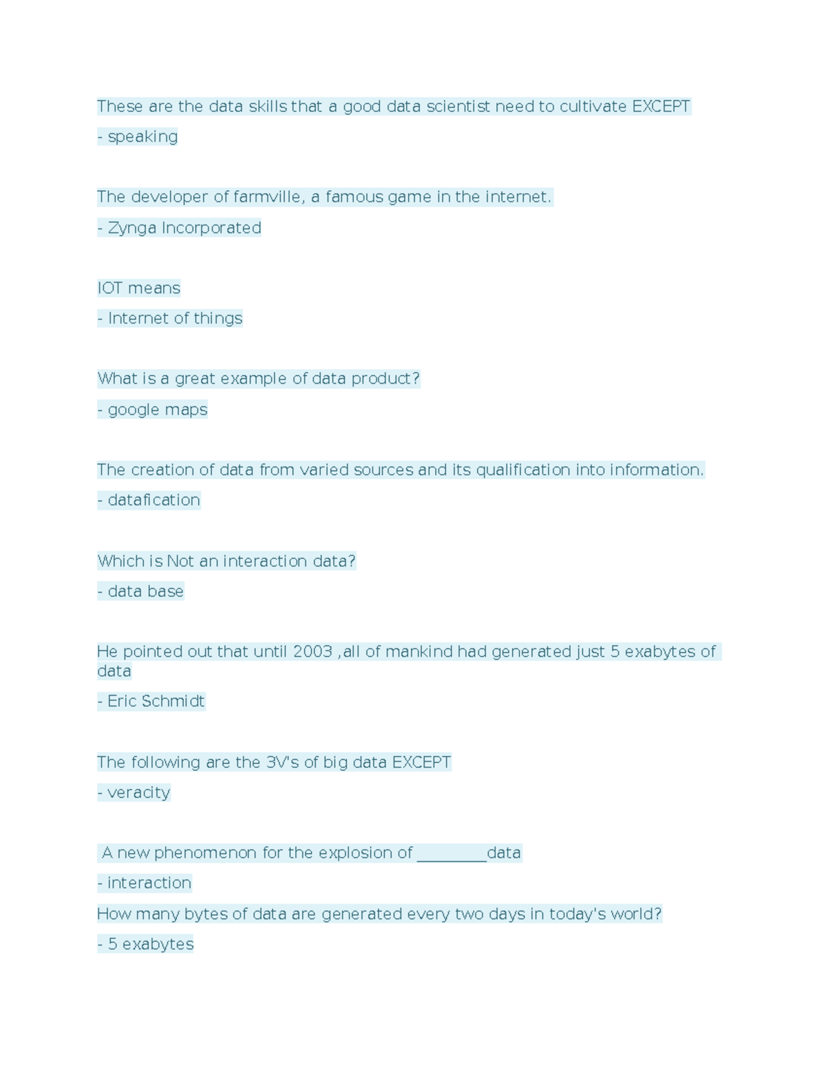 Data Analysis MIDTERM: Quizzes & Exam Review Notes - Studocu