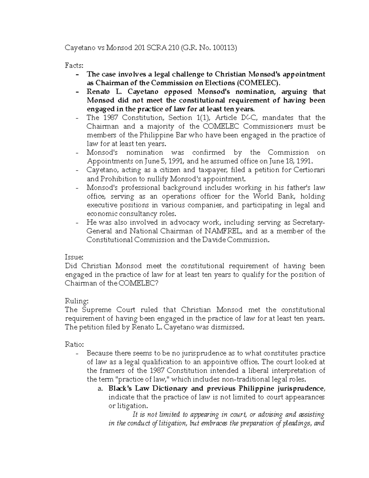 Cayetano vs Monsod: Supreme Court Ruling on COMELEC Appointment Case ...